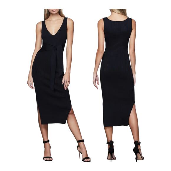 Good American dress Rib Knit Tie Waist Midi black size 4 (18-20) - Picture 1 of 6